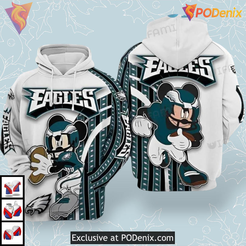 Football Hug Edition Philadelphia Eagles Unisex Hoodie Mickey Mouse Fan Gift