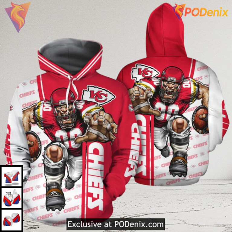 Football Spirit Run With Power Custom Kansas City Chiefs Hoodie 3D Quote Design