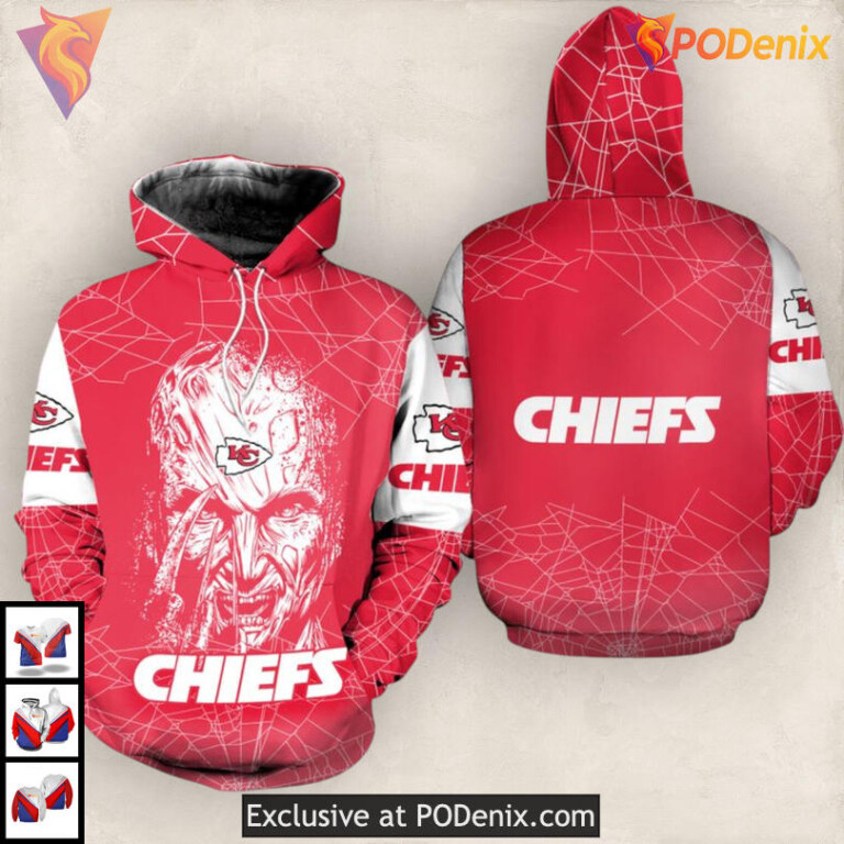 Freddy Krueger Nightmare Kansas City Chiefs Mens Hoodie 3D Halloween Gear