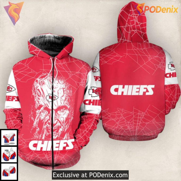 Freddy Krueger Nightmare Kansas City Chiefs Mens Hoodie 3D Halloween Gear - 1