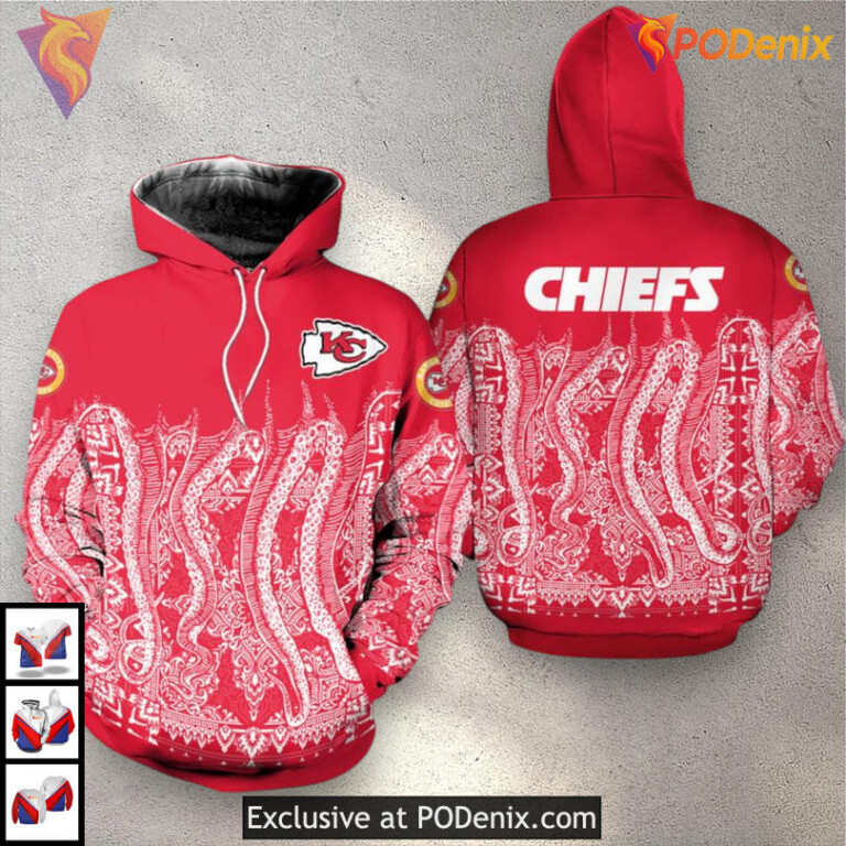Full Zip S-5XL Kansas City Chiefs Hoodie For Men, Premium Fleece Fanwear - 1