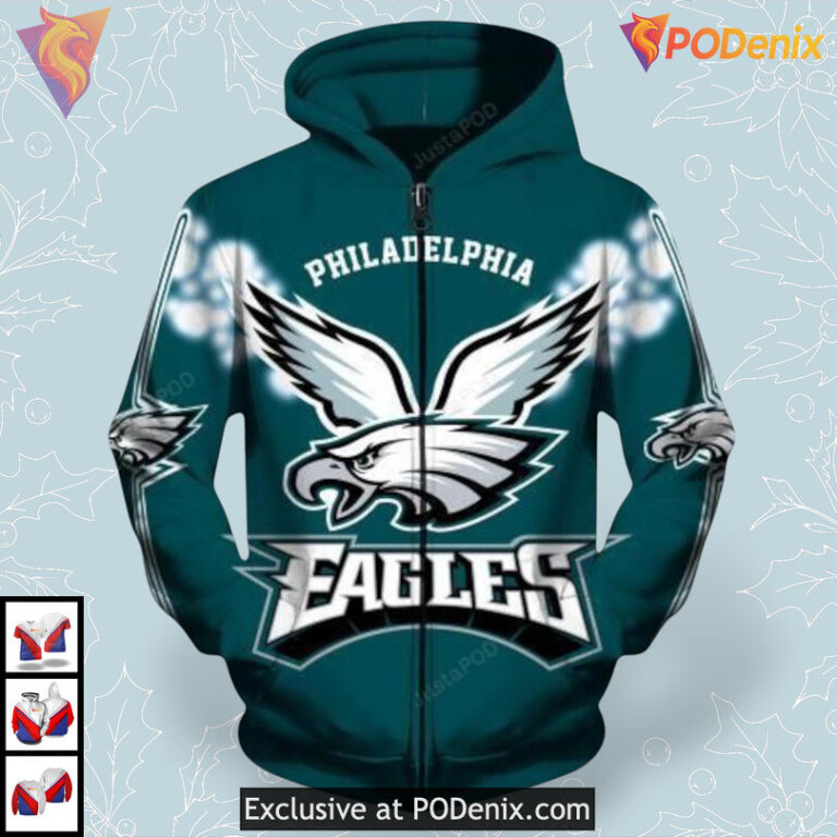 Full Zip Supporter Gear Philadelphia Eagles Green Hoodie All Over Print Edition