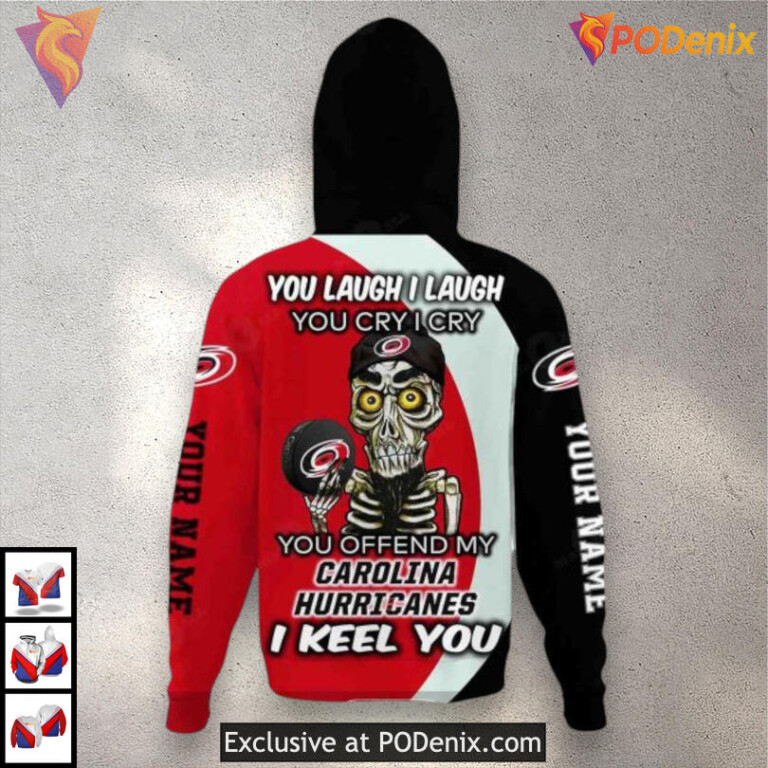 Funny Quote Edition You Laugh I Laugh Carolina Hurricanes Winter Hoodie 3D - 2