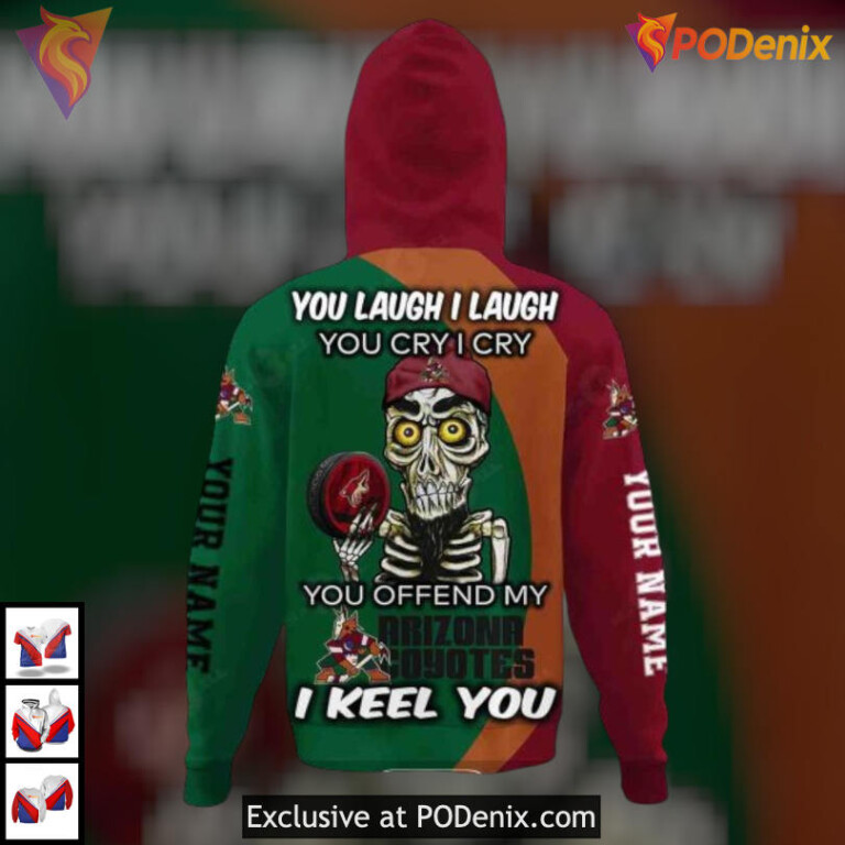 Funny Quote You Laugh I Cry Custom Arizona Coyotes Youth Hoodie Hoodie 3D - 2