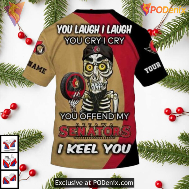 Funny Quote You Laugh I Cry NHL Retro Ottawa Senators Hoodie 3D - 3