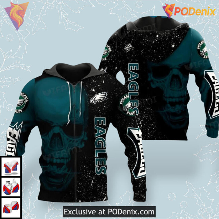 Galaxy Skull Artwork Philadelphia Eagles Green Hoodie All Over Print 3D Design