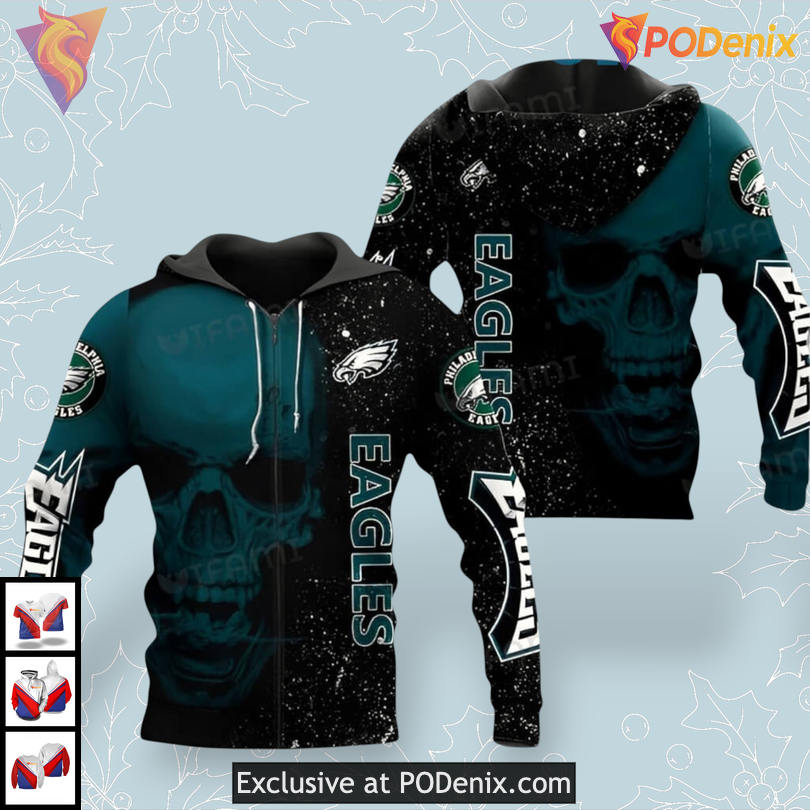 Galaxy Skull Artwork Philadelphia Eagles Green Hoodie All Over Print 3D Design Galaxy Skull Artwork Philadelphia Eagles Green Hoodie All Over Print 3D Design