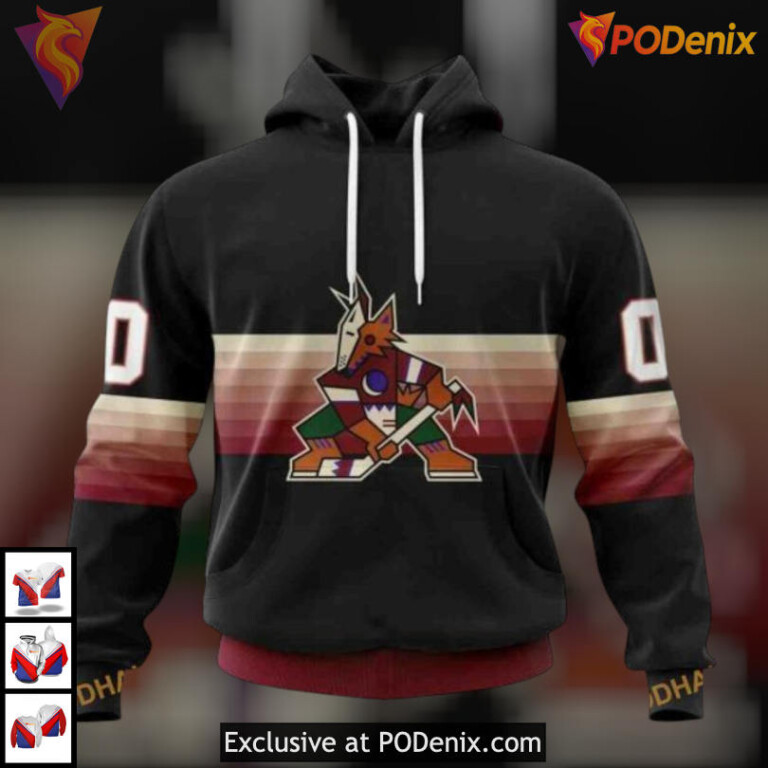 Gradient Black Tribute Edition Arizona Coyotes Zip Up Hoodie 3D Custom Gear
