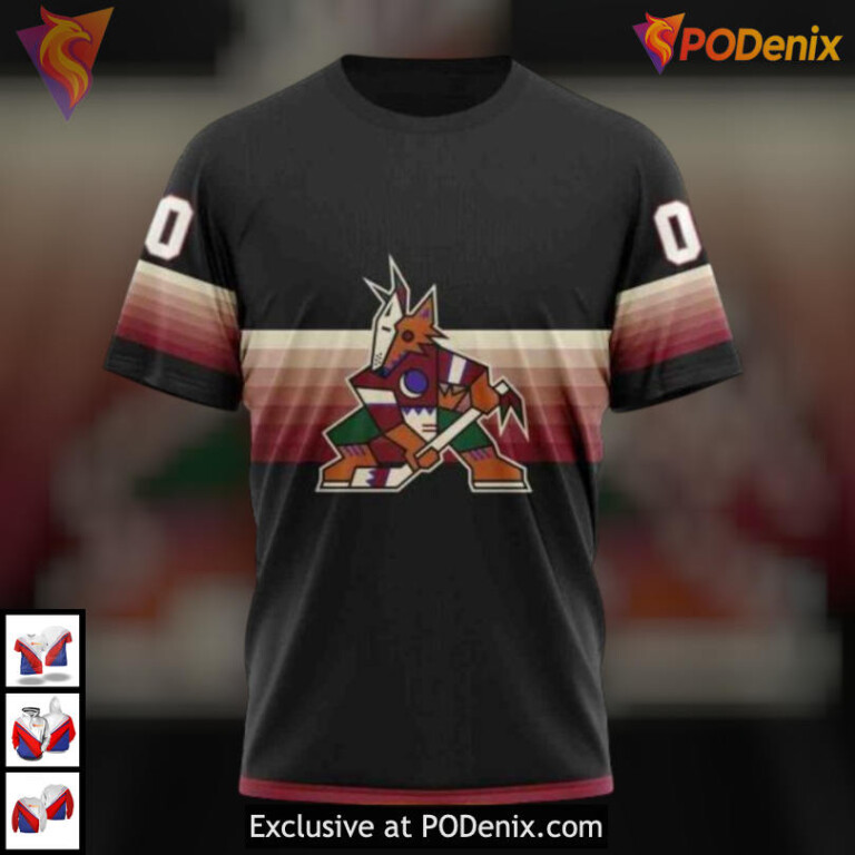 Gradient Black Tribute Edition Arizona Coyotes Zip Up Hoodie 3D Custom Gear - 2