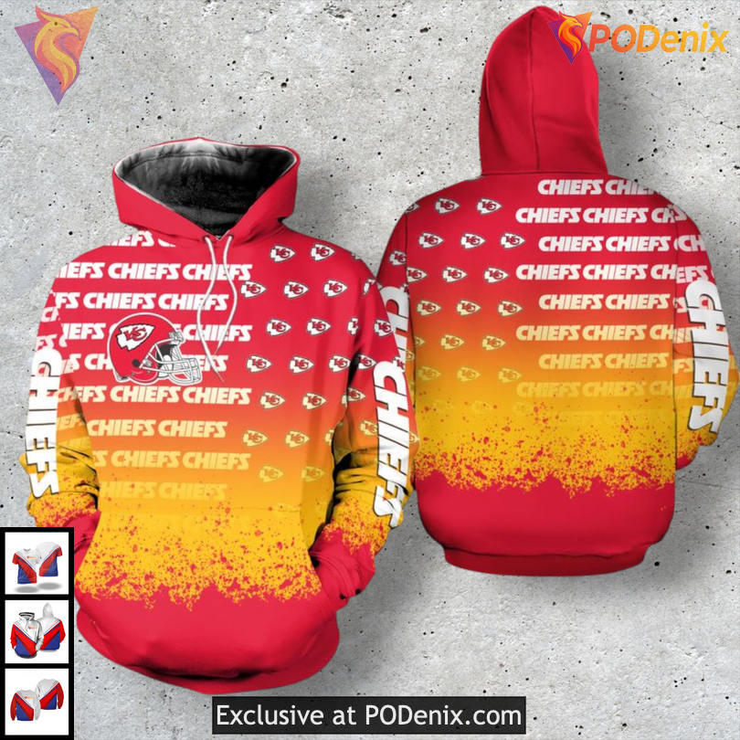 Gradient Red Edition Zip Up Kansas City Chiefs Hoodie For Men Exclusive Fanwear Gradient Red Edition Zip Up Kansas City Chiefs Hoodie For Men Exclusive Fanwear