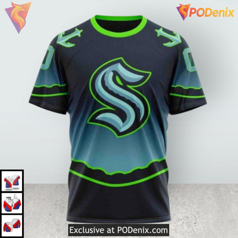 Gradient Series Concept Edition Custom Seattle Kraken Kids Hoodie 3D - 2