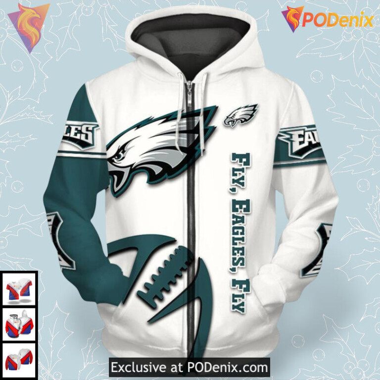 Graphic Ball Print Pullover Philadelphia Eagles Pullover Hoodie Mens Zip Style