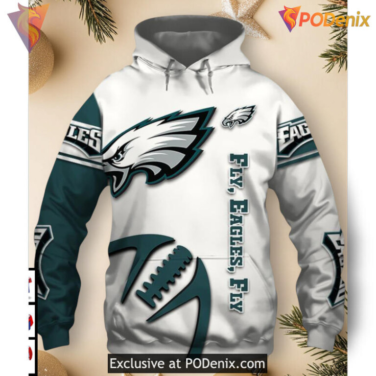 Graphic Ball Print Pullover Philadelphia Eagles Pullover Hoodie Mens Zip Style - 1