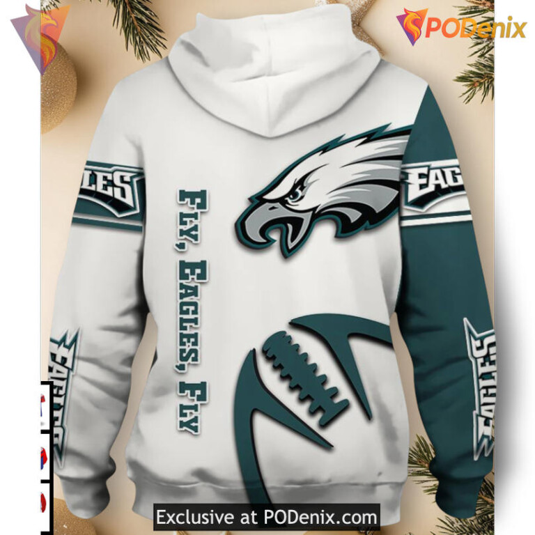 Graphic Ball Print Pullover Philadelphia Eagles Pullover Hoodie Mens Zip Style - 2