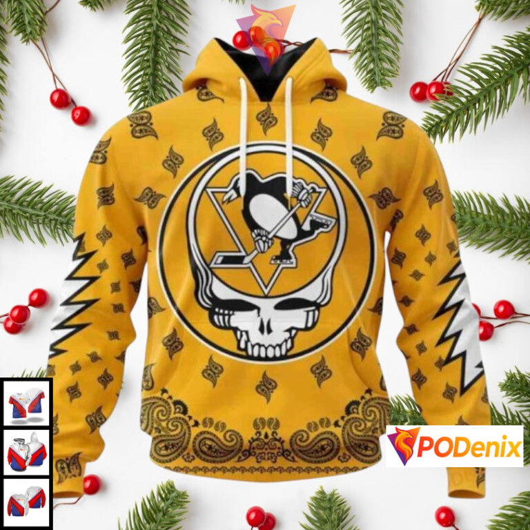 Grateful Dead Band Inspired Style Pittsburgh Penguins Hoodie 3D Custom NHL Apparel