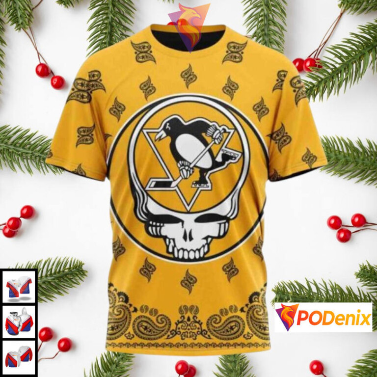 Grateful Dead Band Inspired Style Pittsburgh Penguins Hoodie 3D Custom NHL Apparel - 2