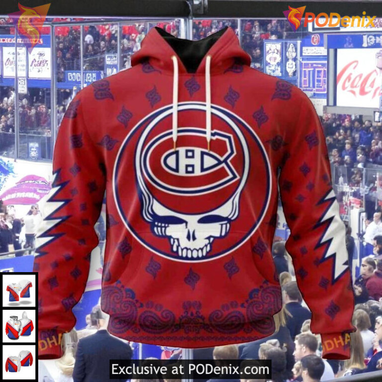 Grateful Dead Band Tribute Design NHL Montreal Canadiens Hoodie 3D