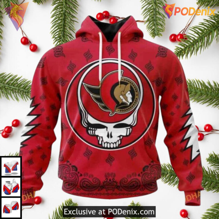 Grateful Dead Band Tribute NHL Ottawa Senators 3D Hoodie Custom Artwork