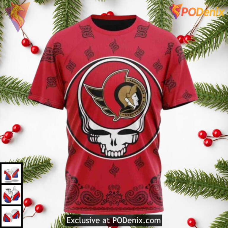 Grateful Dead Band Tribute NHL Ottawa Senators 3D Hoodie Custom Artwork - 2