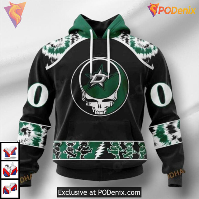 Grateful Dead Inspired Artwork Dallas Stars Christmas Hoodie Personalized 3D Design