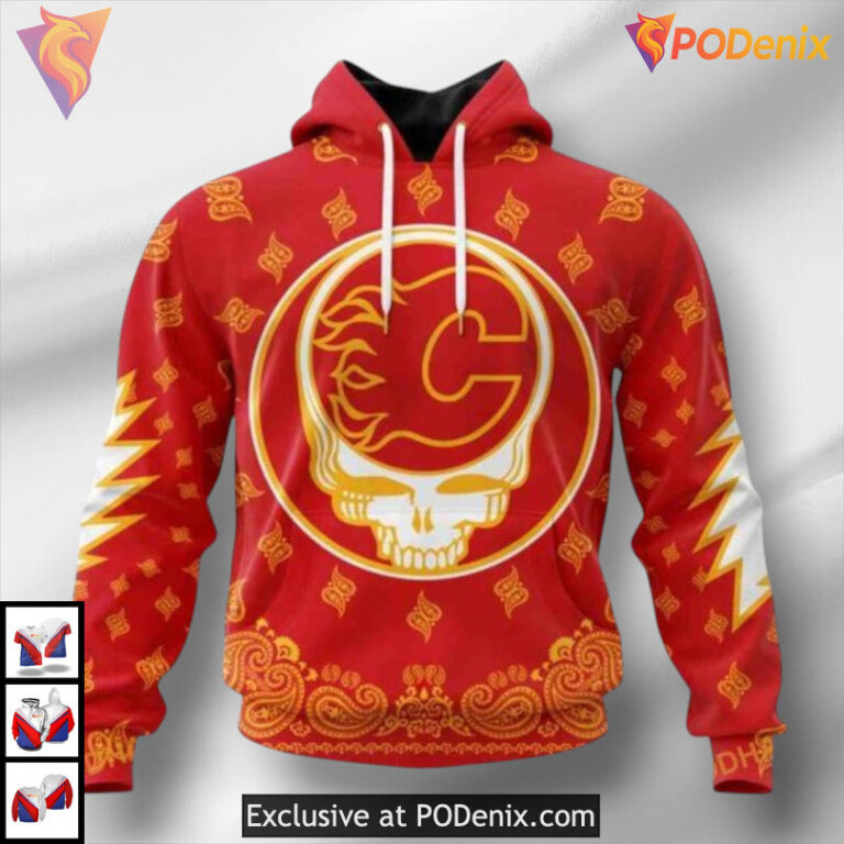 Grateful Dead Inspired Calgary Flames Sweatshirt Hoodie 3D Fan Apparel