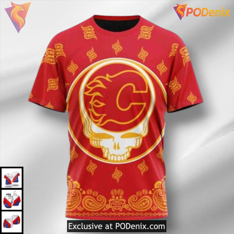 Grateful Dead Inspired Calgary Flames Sweatshirt Hoodie 3D Fan Apparel - 2
