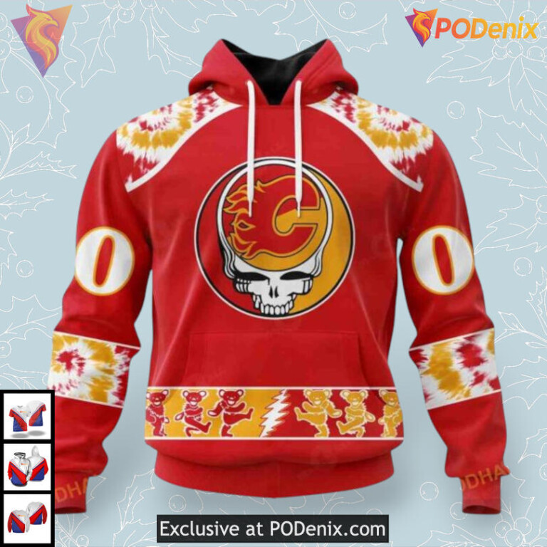 Grateful Dead Inspired Personalized Calgary Flames 3D Hoodie Design