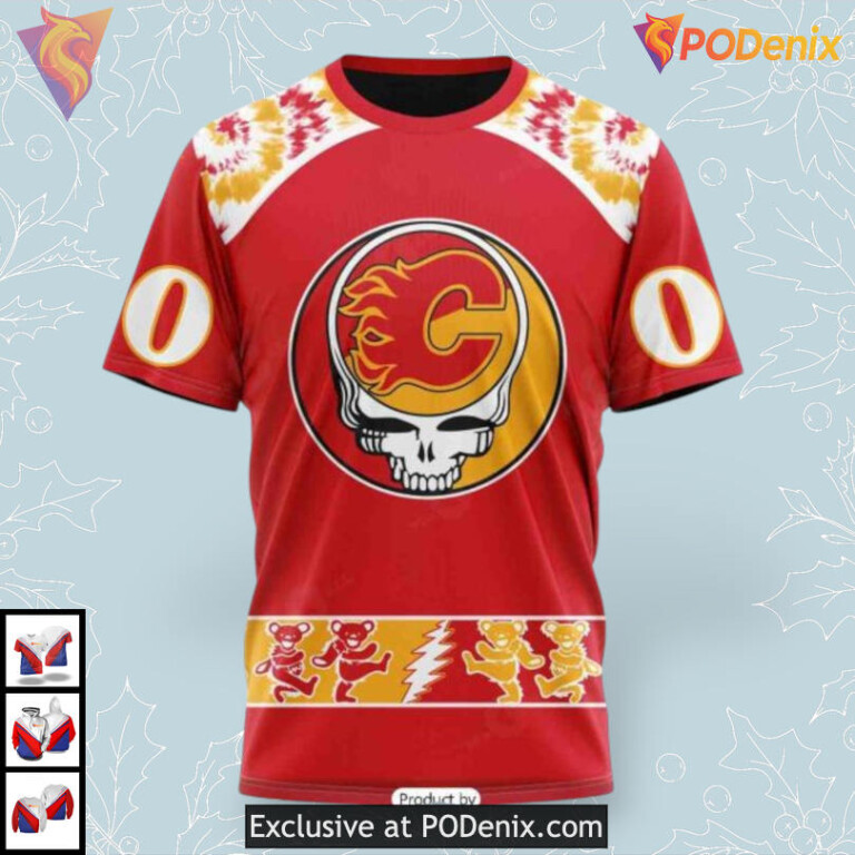 Grateful Dead Inspired Personalized Calgary Flames 3D Hoodie Design - 2