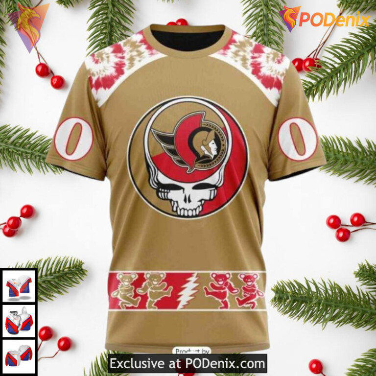 Grateful Dead Rock Band Artwork Personalized Ottawa Senators Hoodie 3D NHL - 2