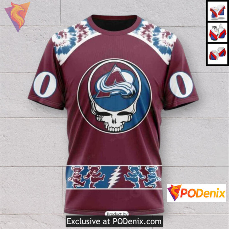 Grateful Dead Tribute Artwork Colorado Avalanche Full Zip Hoodie Custom 3D - 2
