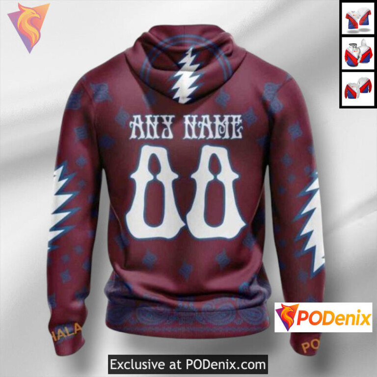 Grateful Dead Tribute Edition Colorado Avalanche Retro Hoodie Custom 3D - 1
