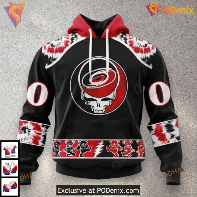 Grateful Dead Tribute Style Custom Number Carolina Hurricanes Hoodie Shirt 3D