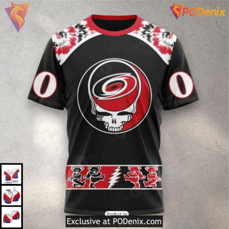Grateful Dead Tribute Style Custom Number Carolina Hurricanes Hoodie Shirt 3D - 2