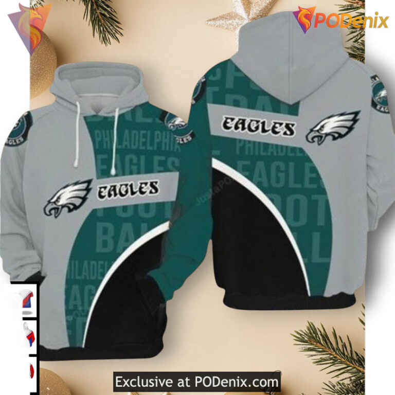 Gray Tone Football Design Custom Philadelphia Eagles Hoodie 3D NFL Teamwear