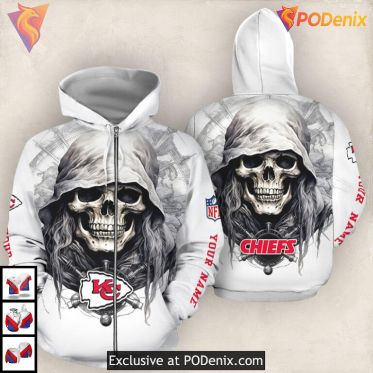 Grim Reaper Custom Kansas City Chiefs 3D Hoodie All Over Print Edition - 1
