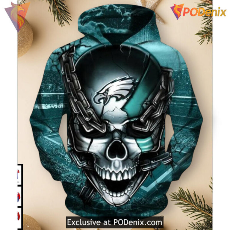 Grim Reaper Skull Concept Philadelphia Eagles Hoodie 3D Custom for True NFL Fans