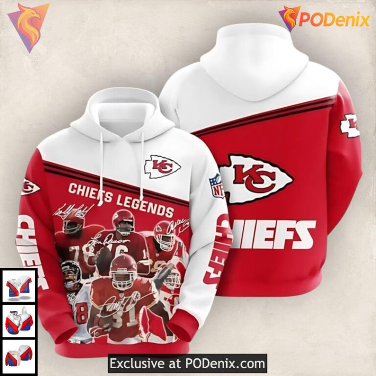 Hall of Fame Legacy Kansas City Chiefs Zip Up Hoodie 3D Classic Edition