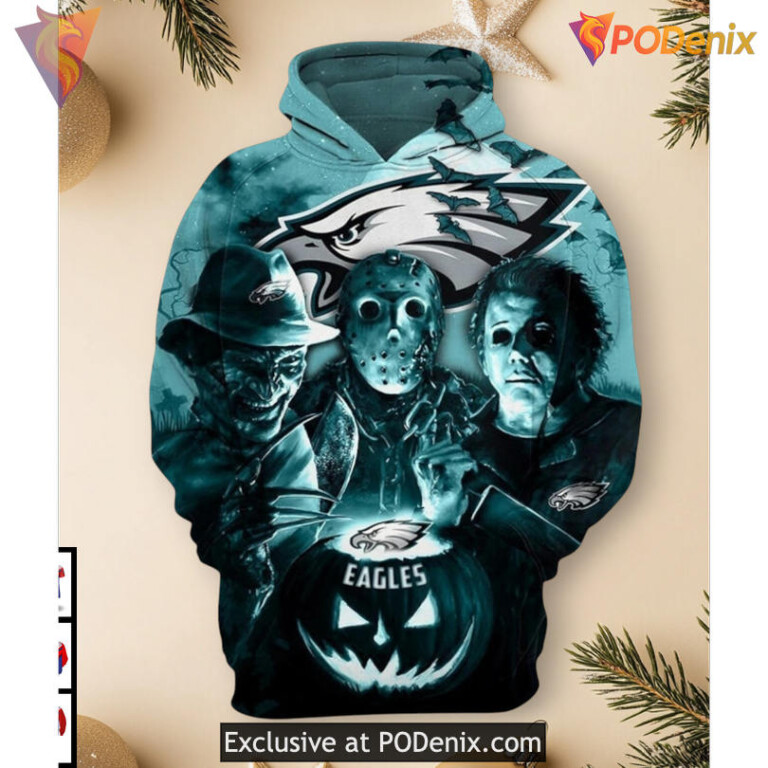 Halloween Horror Edition Philadelphia Eagles All Over Print Hoodie Youth Apparel