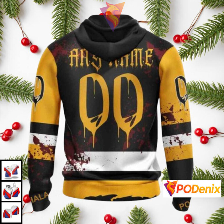 Halloween Ribs Costume Concept Custom Retro Pittsburgh Penguins Hoodie NHL 3D - 1