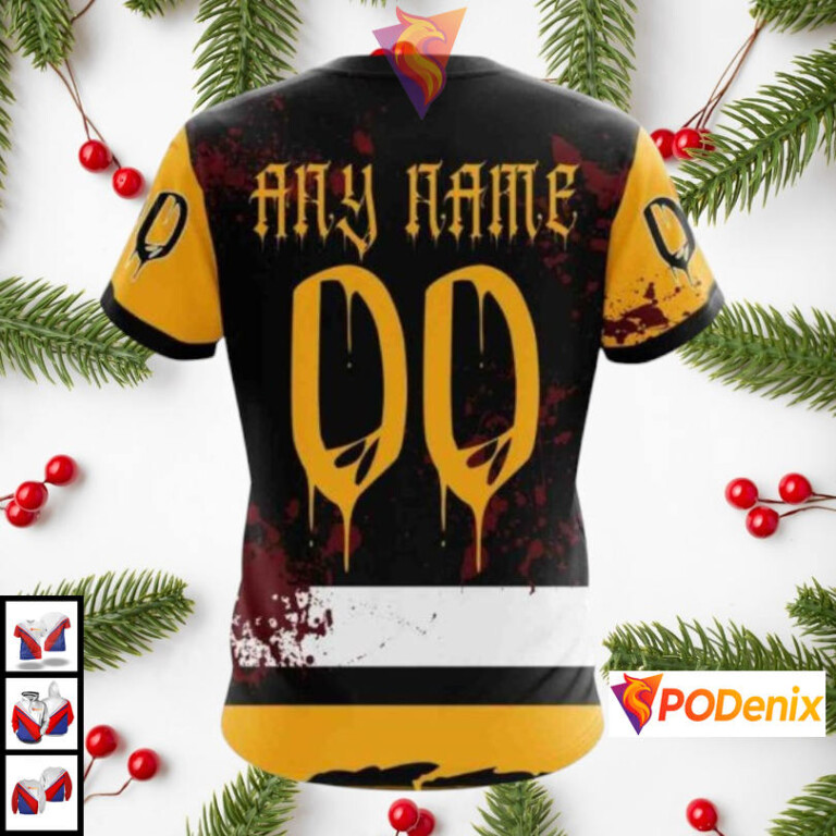 Halloween Ribs Costume Concept Custom Retro Pittsburgh Penguins Hoodie NHL 3D - 3