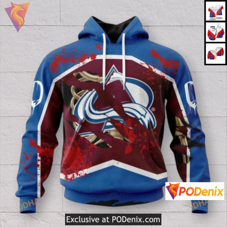 Halloween Ribs Costume Design Colorado Avalanche Youth Hoodie Custom 3D