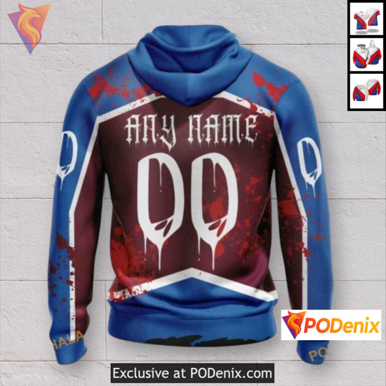 Halloween Ribs Costume Design Colorado Avalanche Youth Hoodie Custom 3D - 1