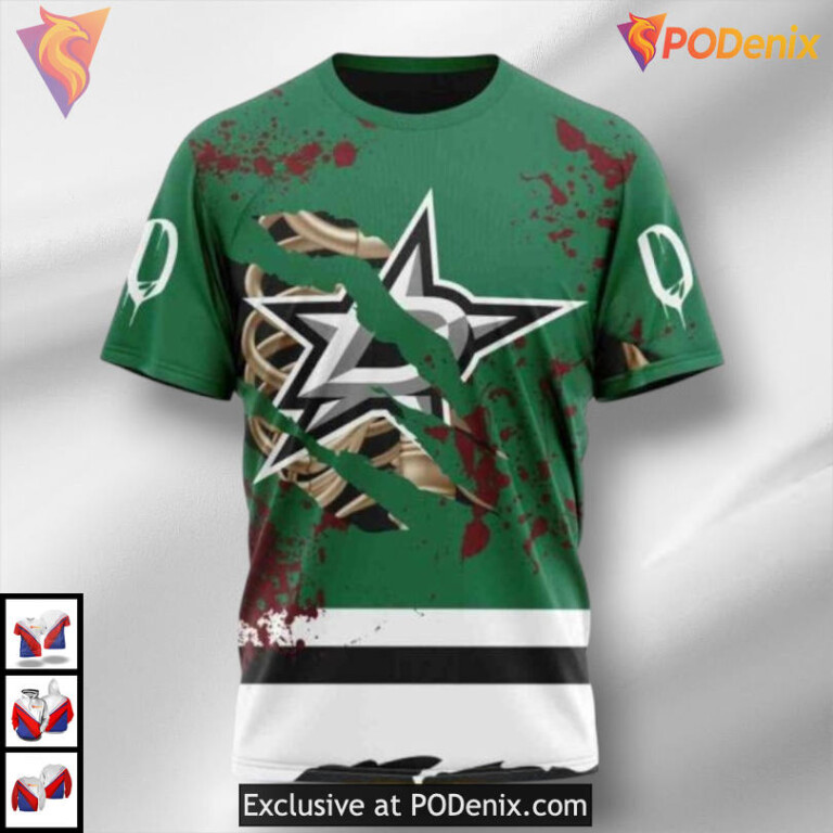 Halloween Ribs Costume Design Vintage Dallas Stars Hoodie Custom 3D - 2
