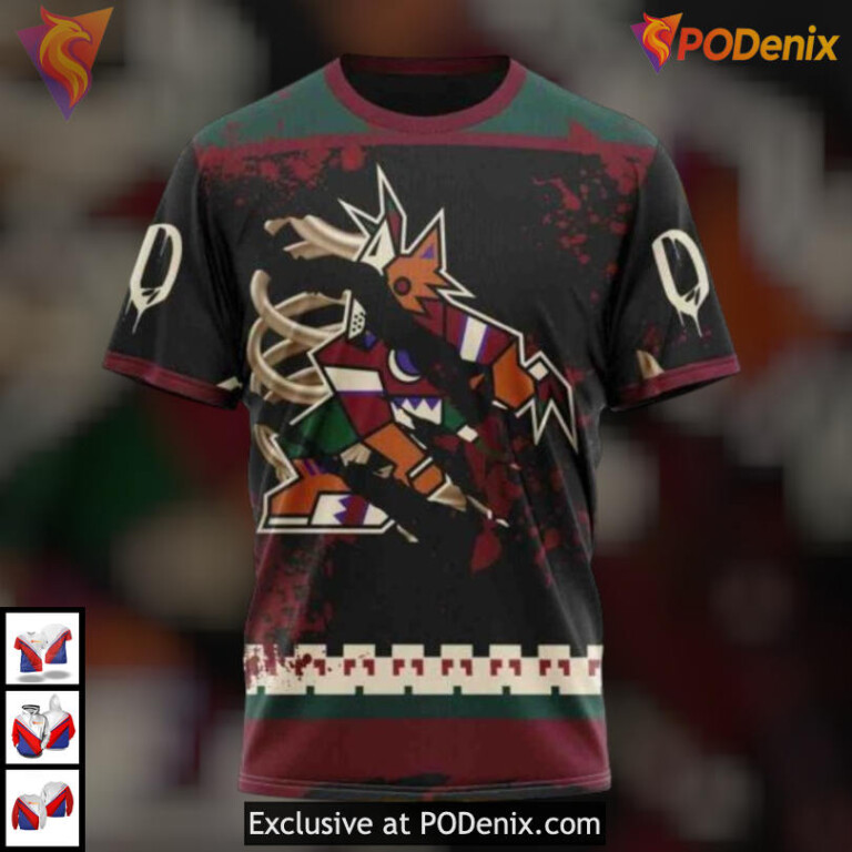 Halloween Ribs Jersey Costume Arizona Coyotes Youth Hoodie Custom Edition - 2