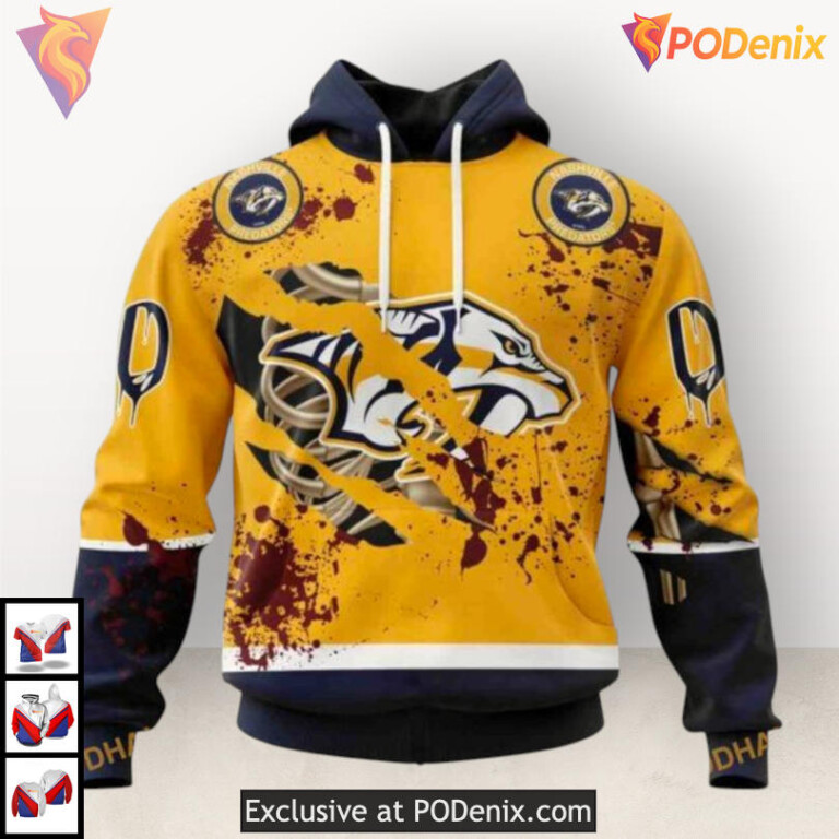 Halloween Ribs Jersey Costume Custom Number Nashville Predators Hoodie Fan Edition