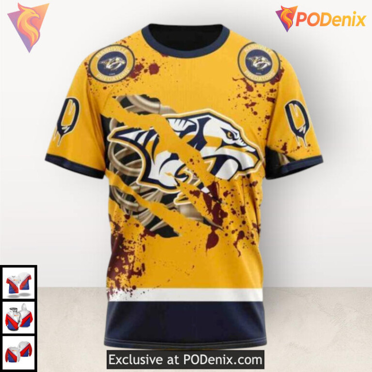 Halloween Ribs Jersey Costume Custom Number Nashville Predators Hoodie Fan Edition - 2