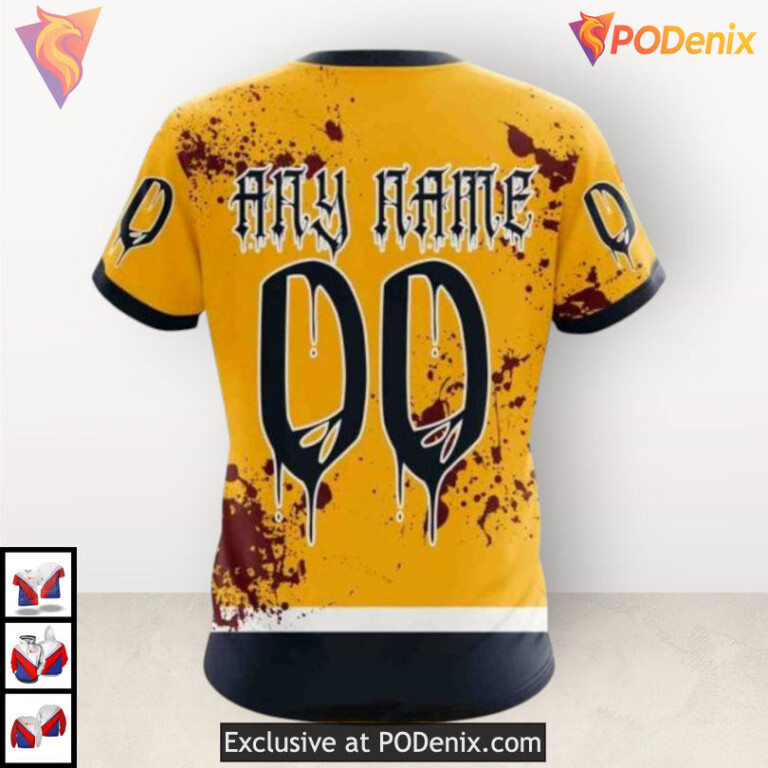 Halloween Ribs Jersey Costume Custom Number Nashville Predators Hoodie Fan Edition - 3