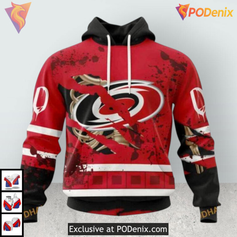 Halloween Ribs Jersey Costume Vintage Carolina Hurricanes Hoodie Custom 3D