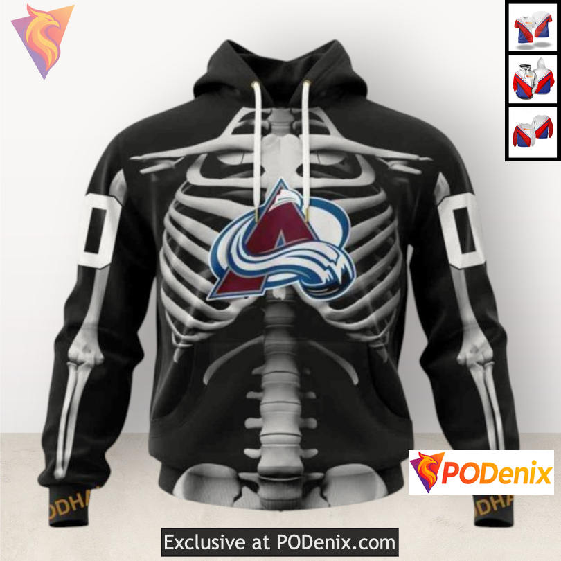 Halloween Skeleton Costume Colorado Avalanche Zip Up Hoodie Custom 3D