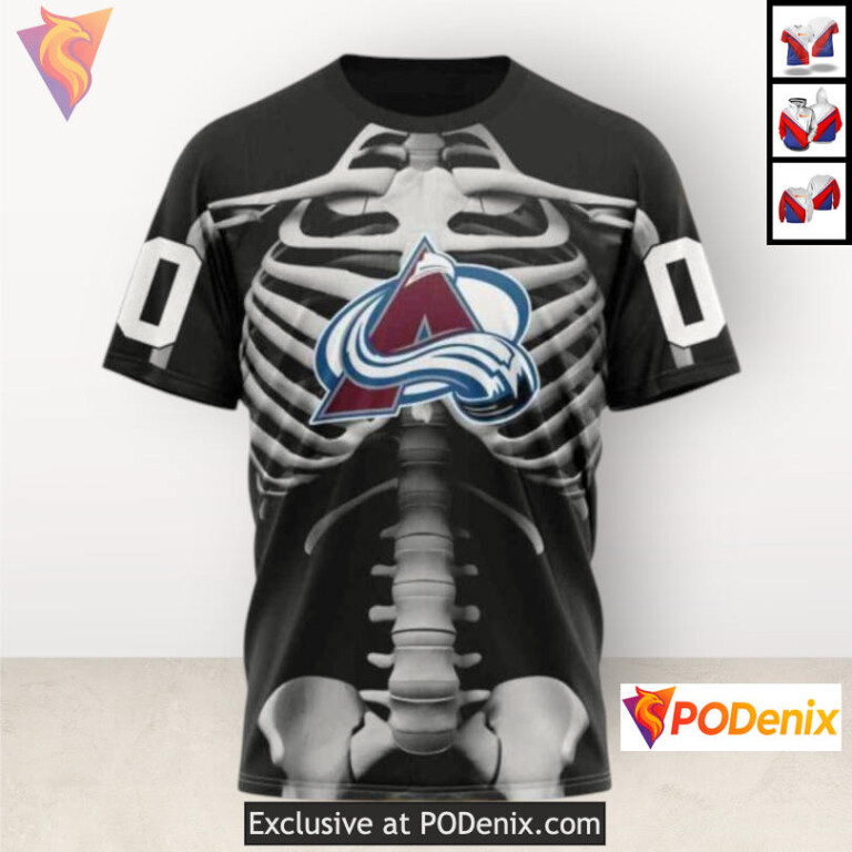 Halloween Skeleton Costume Colorado Avalanche Zip Up Hoodie Custom 3D - 2
